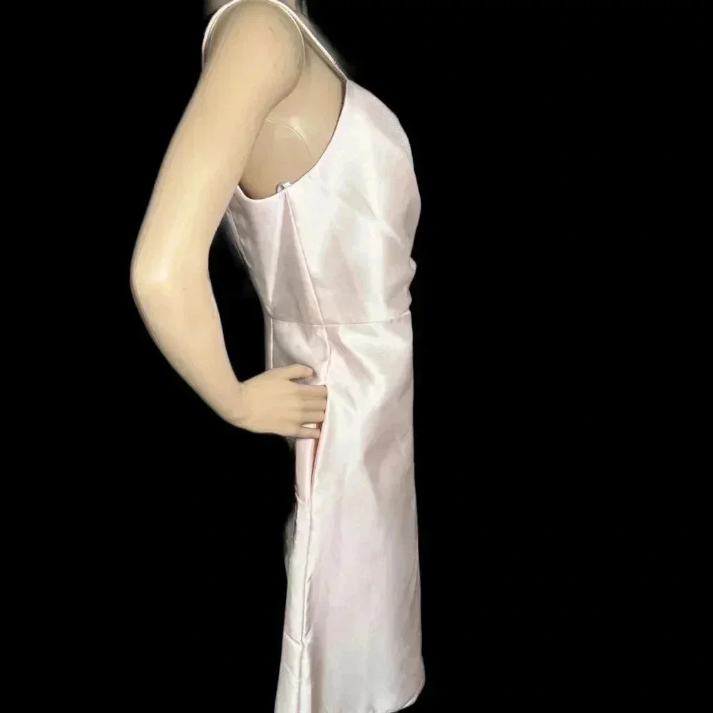 NWT ALFRED SUNG D777 Satin Twill V Neck Cocktail Dress In Blush Pink Size 12 - Picture 7 of 14